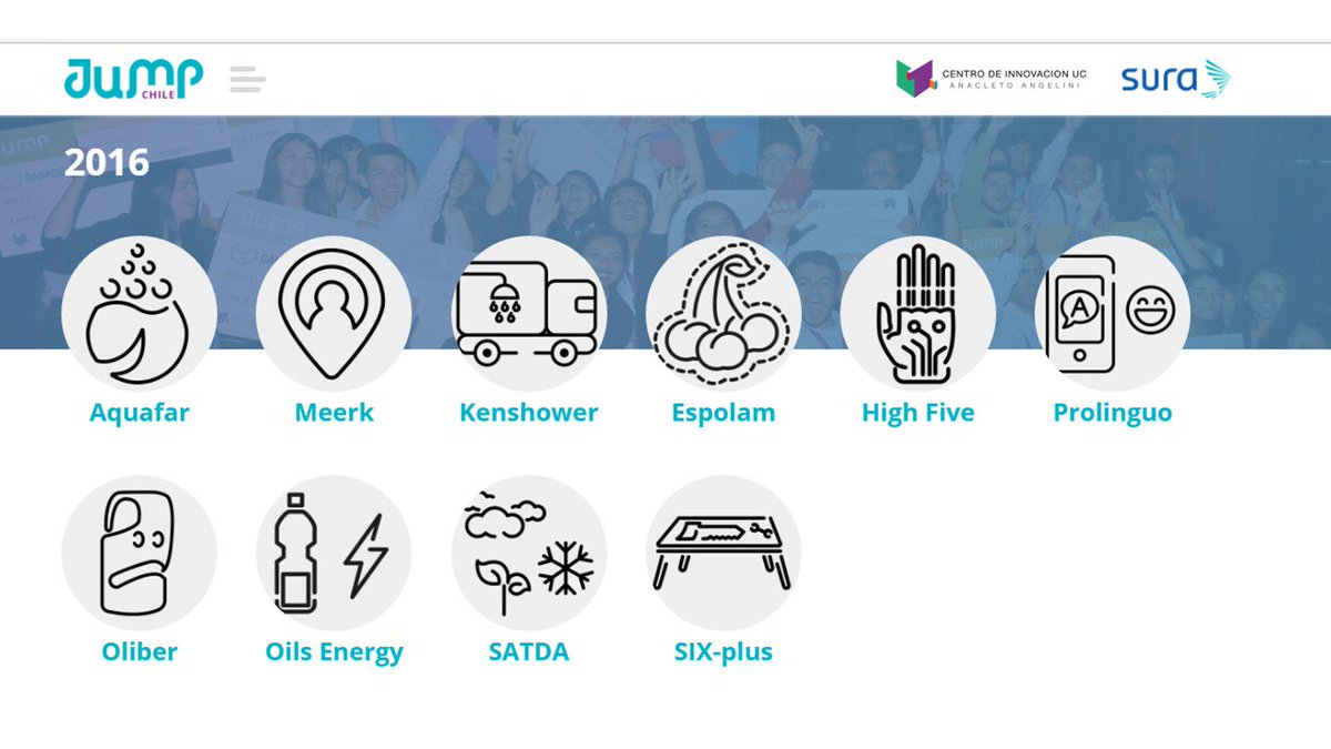 feligonzalez's tweet photo. Conoce las 5 generaciones de ganadores de @Jump_Chile aquí: https://t.co/j8ADOjhf6a #innovación #emprendimiento desde el @CentroinnovaUC https://t.co/XL02H9XpHQ