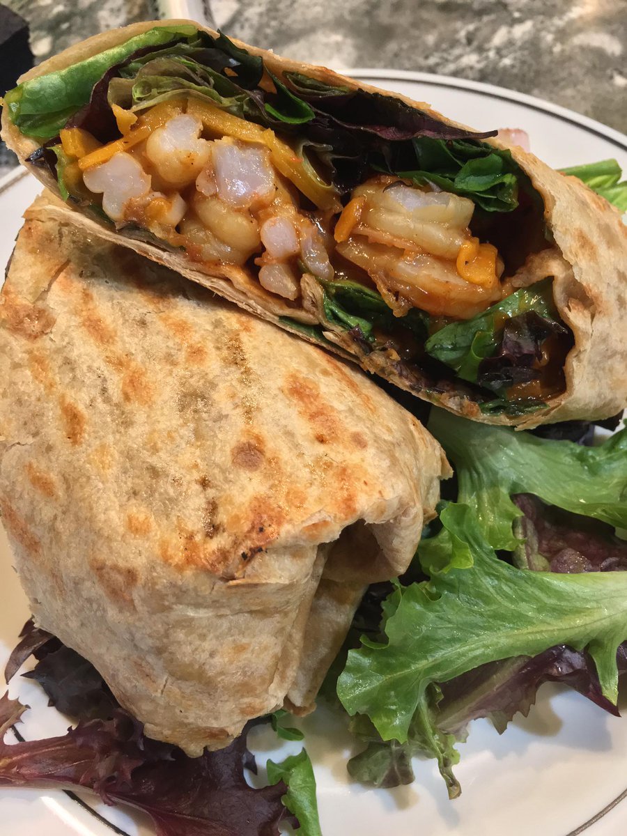 Lenten Special: BBQ Shrimp Wrap- Sautéed shrimp tossed in a house made BBQ sauce with spring mix, tomatoes, red onion &amp; cheddar  #Lent #stl