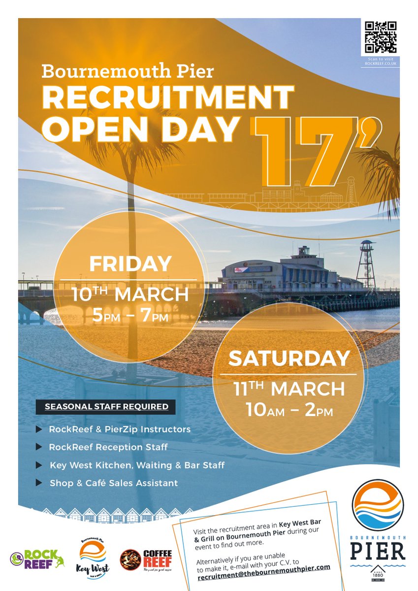 RockReef_UK's tweet photo. Our #recruitment event starts this evening 5-7pm, we look forward too seeing you all :-) #jobs #bournemouthpier #ktpr #lovebournemouth https://t.co/Pt015tkuNl