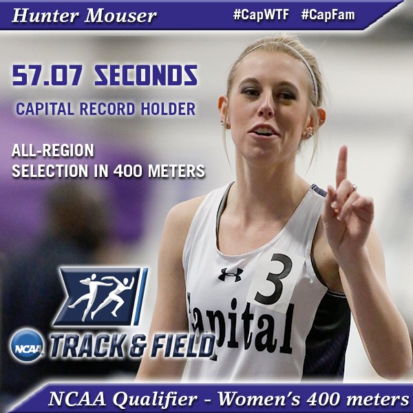 cap_athletics's tweet photo. Looking for a way to track Hunter Mouser's time in the 400m prelim today? Look no further! https://t.co/0TEKbm4ZPp #capfam #captrack #capwtf https://t.co/JtV5AuFWul