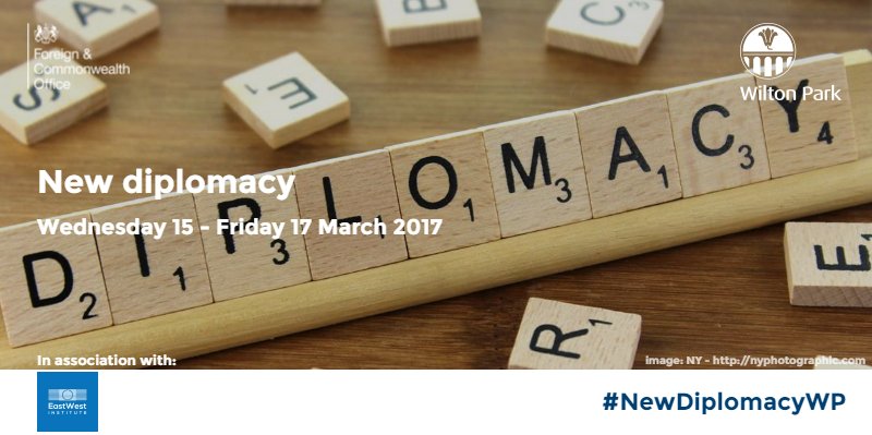 WiltonPark's tweet photo. How would you #DesignaDiplomat? @MunterCameron to kick off discussion at #NewDiplomacyWP | https://t.co/BVN0CI5PX3 @EWInstitute https://t.co/JIFtJ4cDZN