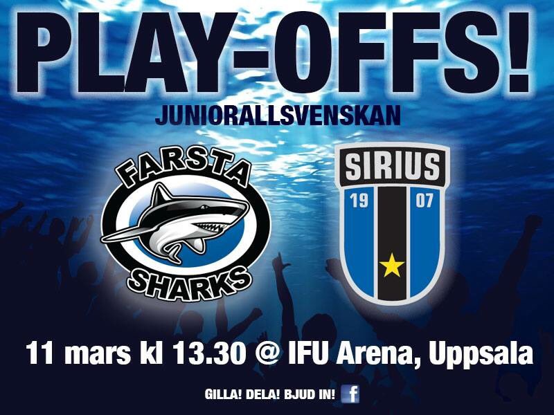 Imorgon spelar våra juniorer slutspelsmatch i JAS borta mot Sirius klockan 13:30!
Här kan ni se sändningen: 
farstaibk.solidtango.com/live/jas-play-…