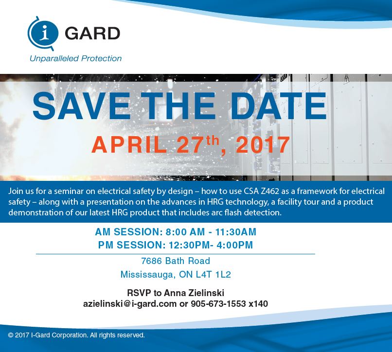 i_gard's tweet photo. Save the Date: April 27th, 2017 Electrical Safety Seminar (Mississauga) is around the corner. Spots fill quickly, register today! https://t.co/p8kzBeC5L4
