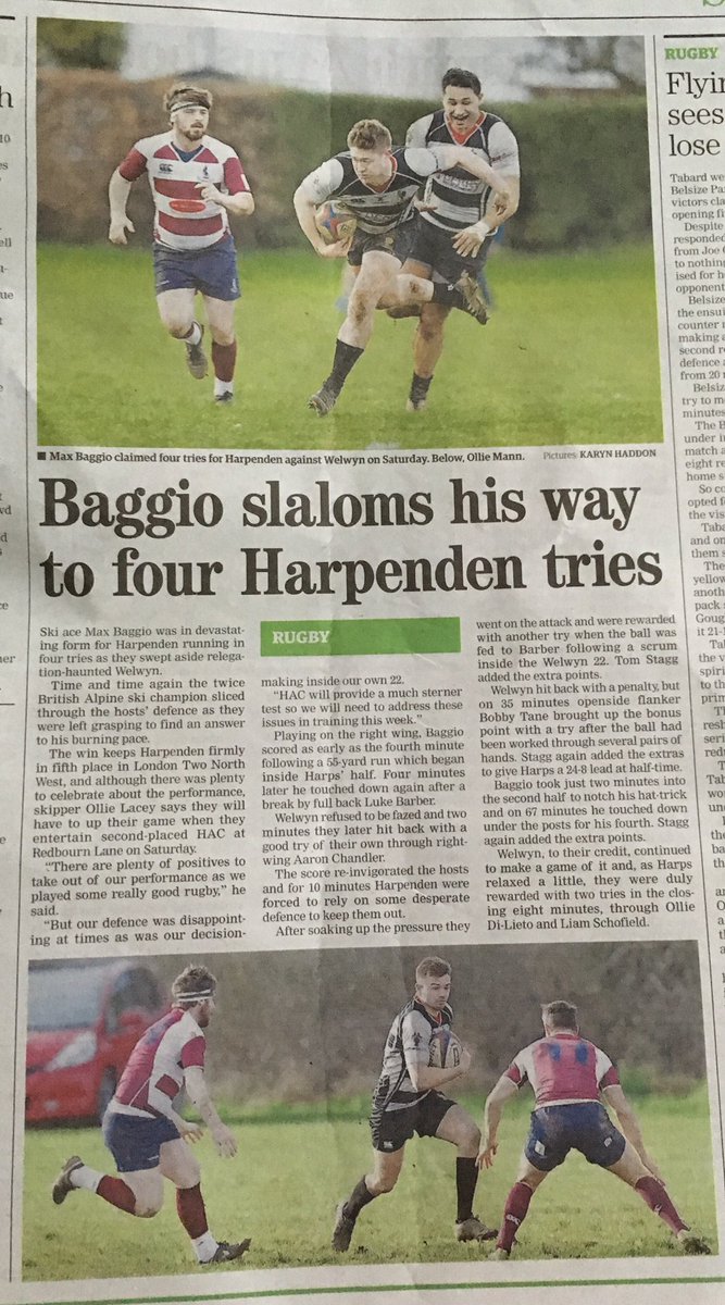 Alumni: Good to see Baggio &amp; Stagg doing their bit for HRFC. #parkrugby 🏉