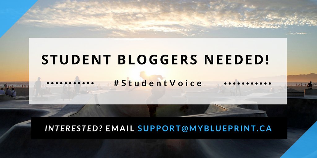 myblueprint's tweet photo. Are you looking to add experiences to your resume?! Email support@myBlueprint.ca to learn more about becoming a myBlueprint student blogger! https://t.co/ZMhUZgmuCq