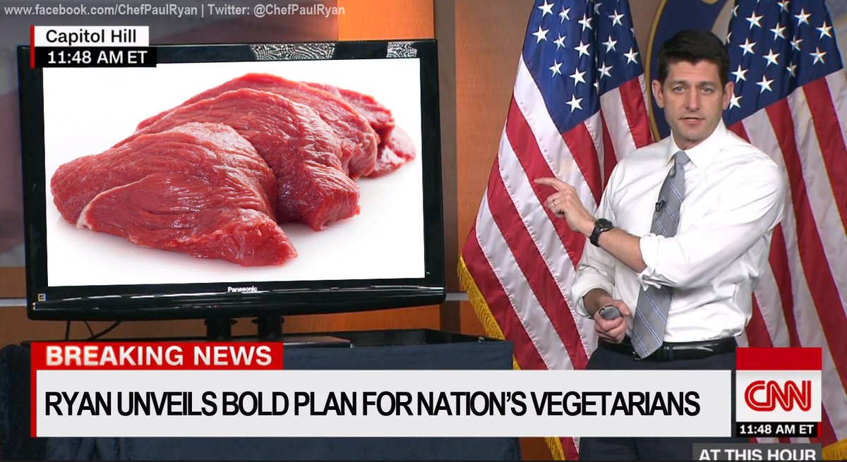 ChefPaulRyan's tweet photo. You see America, the problem with vegetarian food... https://t.co/iJQJ48BdMR #PaulRyan #PowerPoint #Trumpcare #ACA #MakeAmericaSickAgain https://t.co/46FXpbjl0S