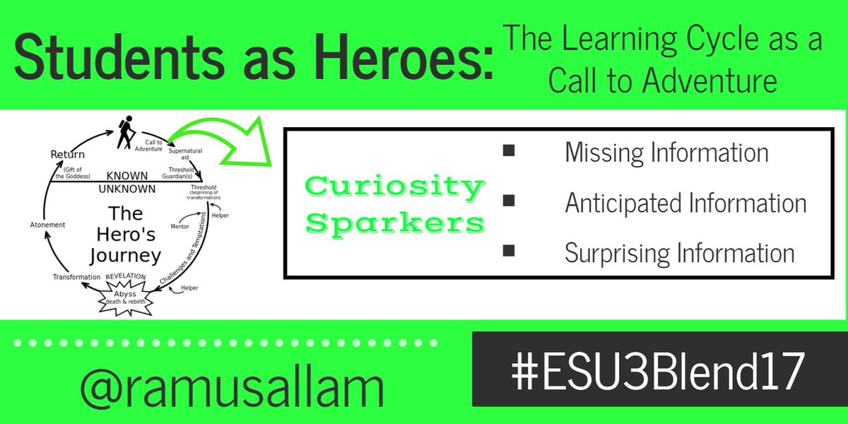 Starting the adventure of learning with Curiosity. Engages the brain and excites the learning. How do you spark curiosity?#ESU3Blend17