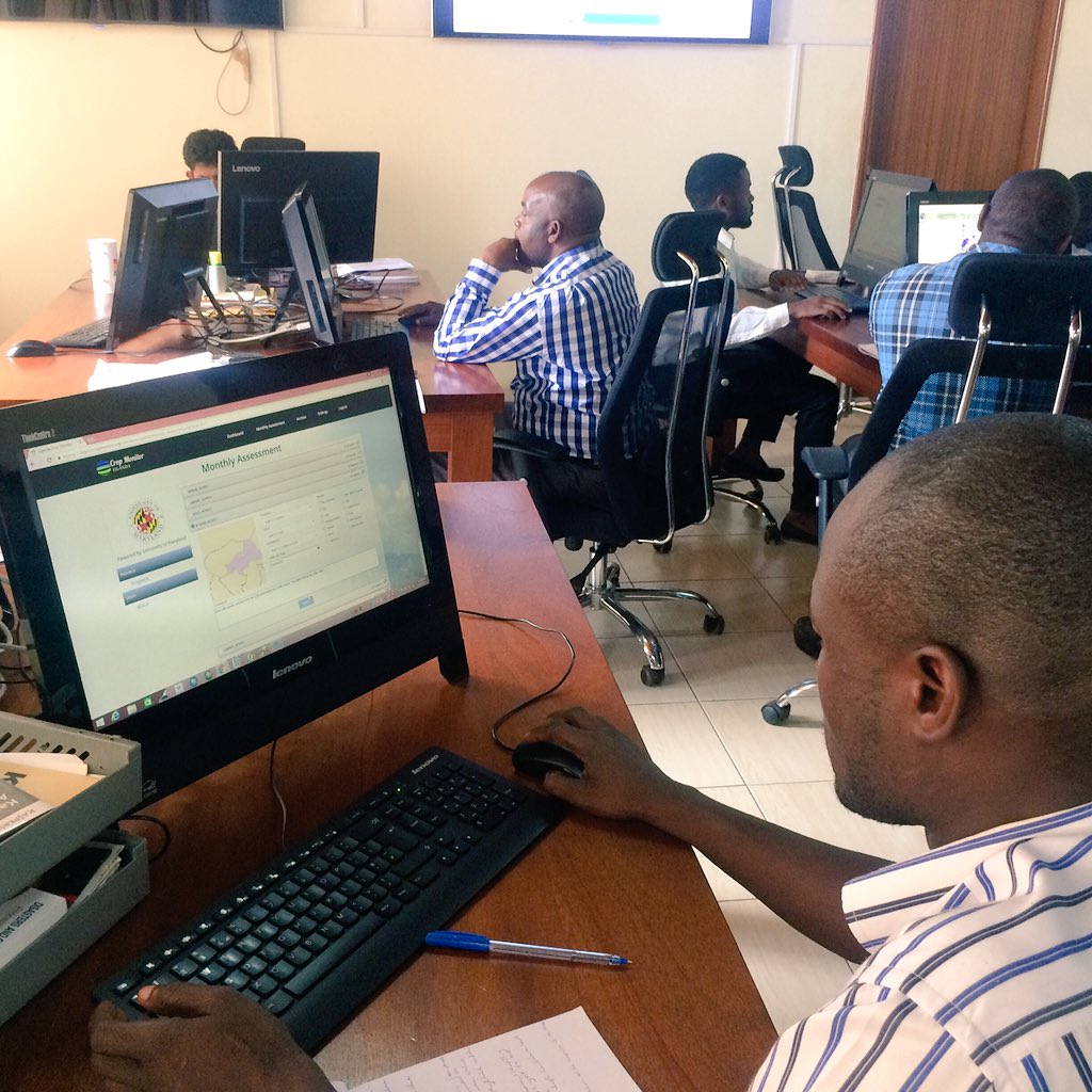 opmdpm's tweet photo. @opmdpm staff train in #NECOC on @G20_GEOGLAM Uganda #cropmonitor and GLAM for crop monitoring for #U-NIEWS bulletin https://t.co/c0vlSnM3eG