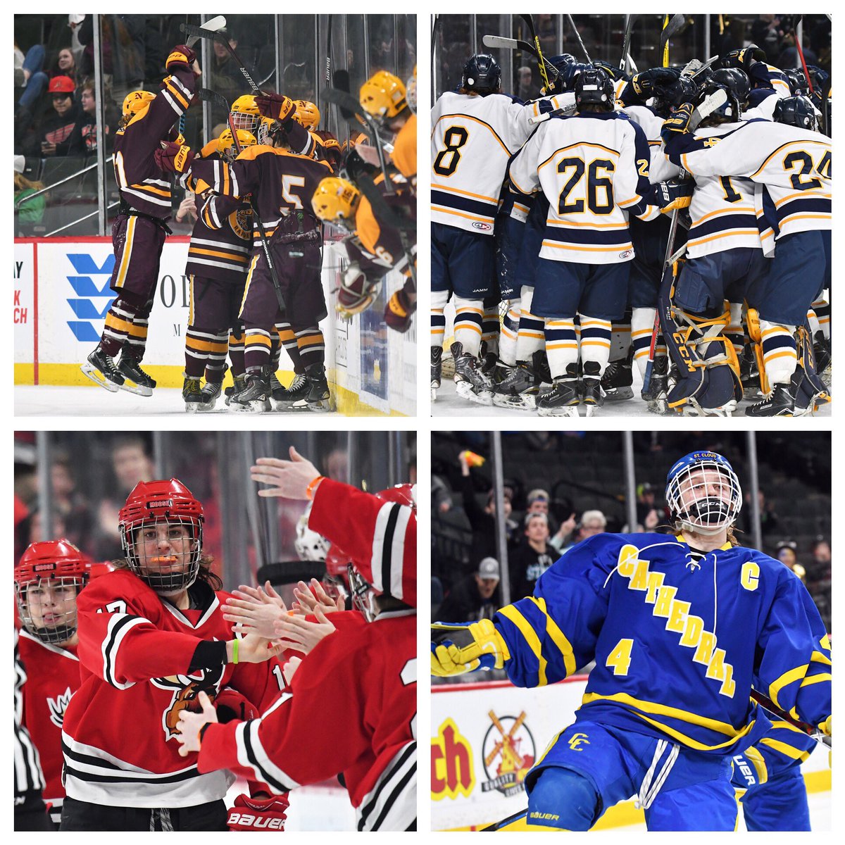 Semi-Final Friday kicks off with with Class A action at the <a href="/XcelEnergyCtr/">Xcel Energy Center</a>! <a href="/HAHA_Hockey/">Hermantown Hockey</a> @MAMLmoose <a href="/NHSBoysHockey/">Northfield Hockey</a> <a href="/CHSActivities/">Cathedral Activities</a>