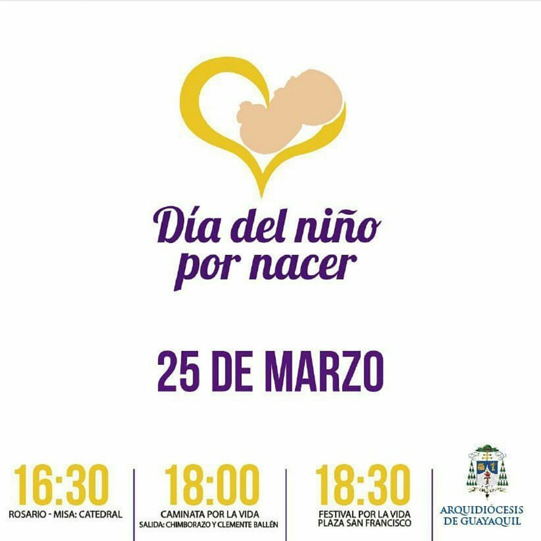 EcuadorProvida's tweet photo. La vida es un tesoro y por eso vamos a celebrar todos juntos este dia #25M #DiaDelNiñoPorNacer #EcuadorTeQuieroProvida los esperamos!! https://t.co/Wj9n8t5gtb