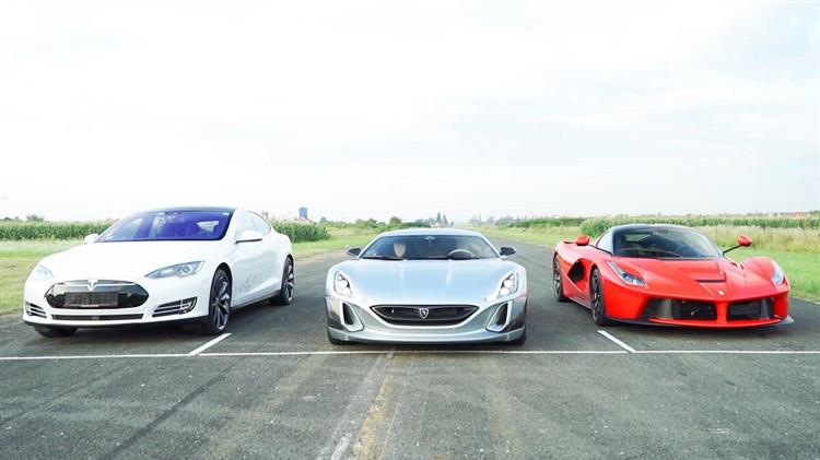 [Ca décoiffe] Concours de vitesse entre #Tesla, #Rimac et #LaFerrari... Qui gagne ? La réponse en vidéo bit.ly/2nej3rf