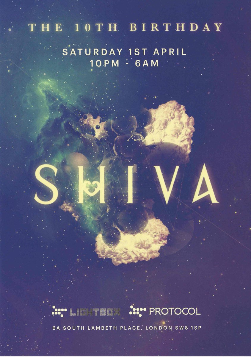 flyingsquadclub's tweet photo. 1st April @shivaparty 10th Birthday @lightboxlondon with @grantnelson @djpioneer @MattJamLamont @MaxHardcastle @philipgeorgeuk Exciting!!!😎😎 https://t.co/MdSmHIroWz