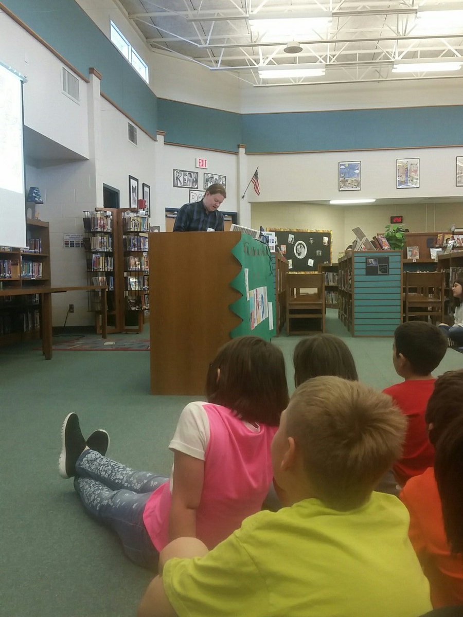 Nathan Hale, HILARIOUS!  
Our DWE Dinos are LOVING this author visit.