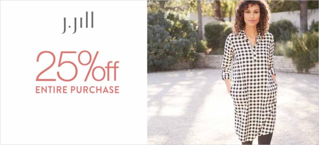 25%* off Entire Purchase at J.Jill Thursday, 3/9 – Sunday, 3/12
*See a store associate for details.
