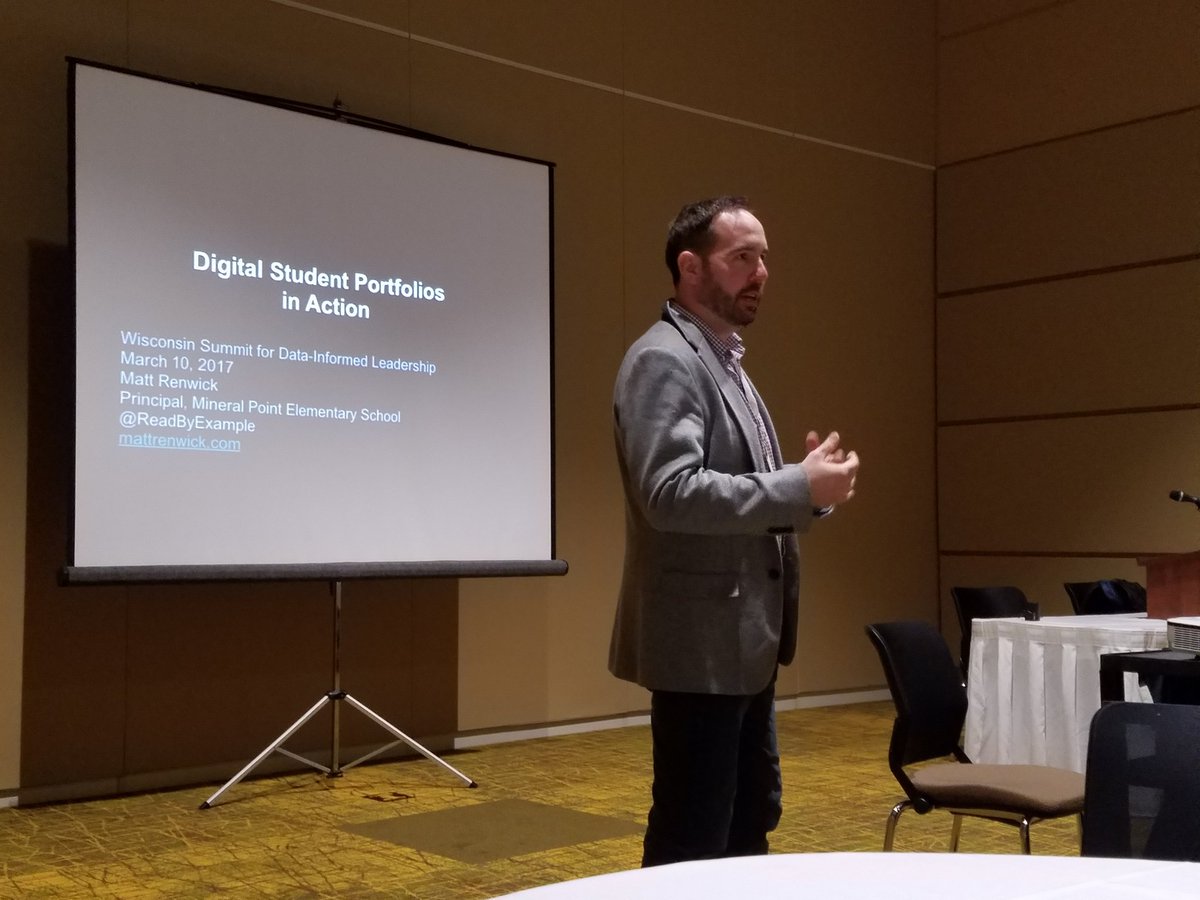 PrincipalJ's tweet photo. Learning all about Digital Student Portfolios from the wise @ReadByExample #WIData #principalpln #WIAmigo https://t.co/WpihtHJVTI