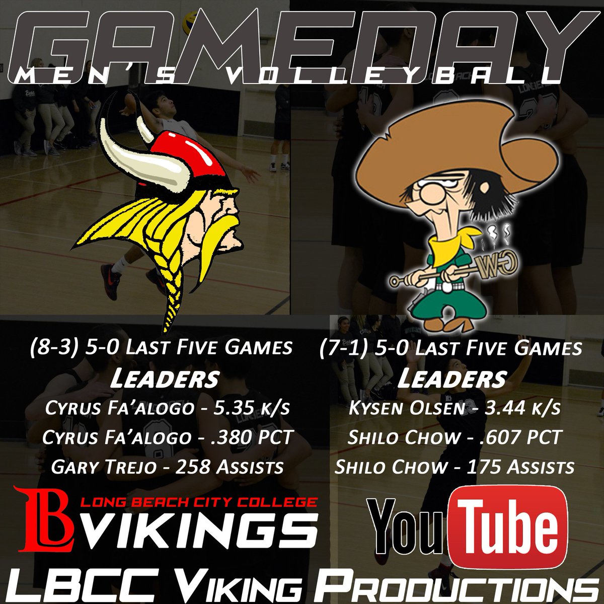 lbccvikings's tweet photo. No. 5 men's volleyball hosts Golden West in a highly-touted contest. The match will be played in the Hall of Champions Gym. #WeAreLB https://t.co/96QntPN4Tm