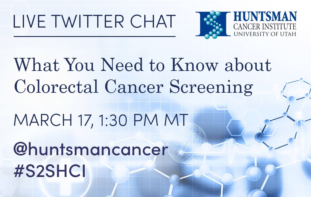 JennMorales_Z's tweet photo. Please join me and HCI Info Specialists @huntsmancancer chat and answer questions about colorectal cancer screening #ScreentoSave #S2SHCI https://t.co/OruFrqCRFY