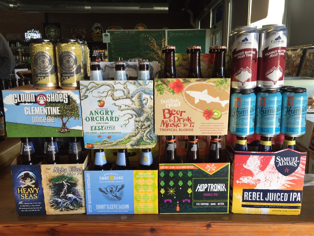 SamsBottleShop's tweet photo. Lots of awesome beers, come by before the inclement weather comes! @mysterybrewing &amp; @NickelpointBrew taste at 4pm! https://t.co/CNADBYnkof