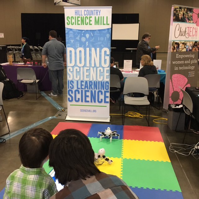 ScienceMill's tweet image. We&apos;re playing with robots at #sxcreate until 6 pm; come see us! #SXSW