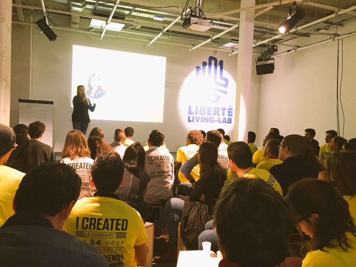 joakirk's tweet photo. .@LouisaMesnard from @TextFugees - winner of #Techfugees Paris hack 2016 - came by to share experience and tips https://t.co/CdpdF7ayGS