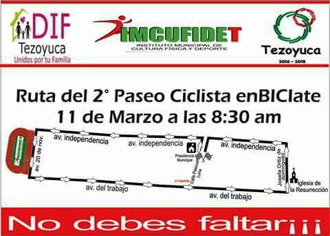 Tezoyuca2018's tweet photo. Paseo Ciclista con motivo del Día Internacional de la Mujer, el punto de reunión es en la explanada municipal, a las 08:30 horas. https://t.co/Sra4UpO3Yn