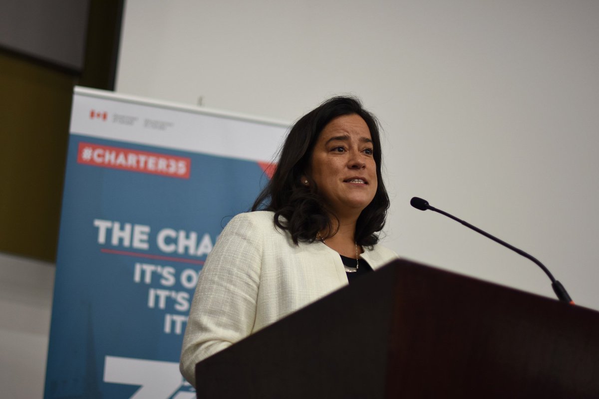 MinJusticeEn's tweet image. I spoke at @uOttawa today, with a focus on the 35th anniversary of the Charter.