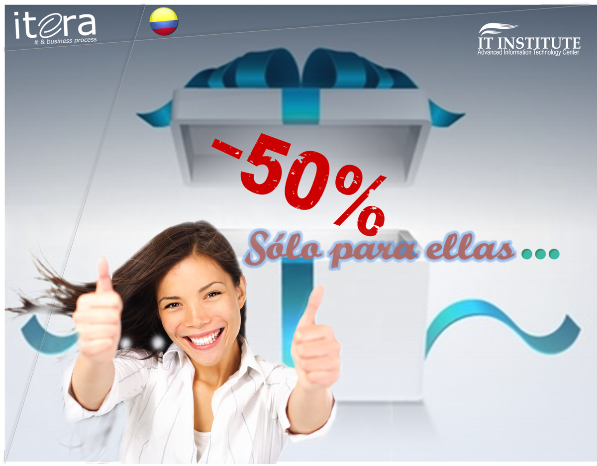 IteraColombia's tweet photo. #ArribaMujeres es su mes... ¡50 % de Descuento en el segundo curso para realizar desde la fecha de compra hasta el 30 de Junio 2017! https://t.co/4VD3dKbgcb