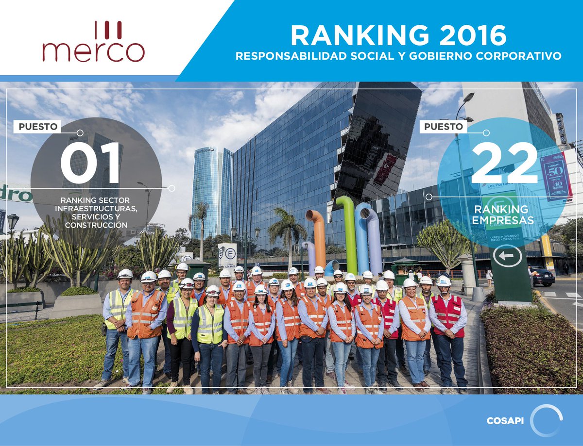 Por 4to año #Cosapi escala posiciones en #RankingMerco #ResponsabilidadSocialyGobiernoCorporativo #Perú