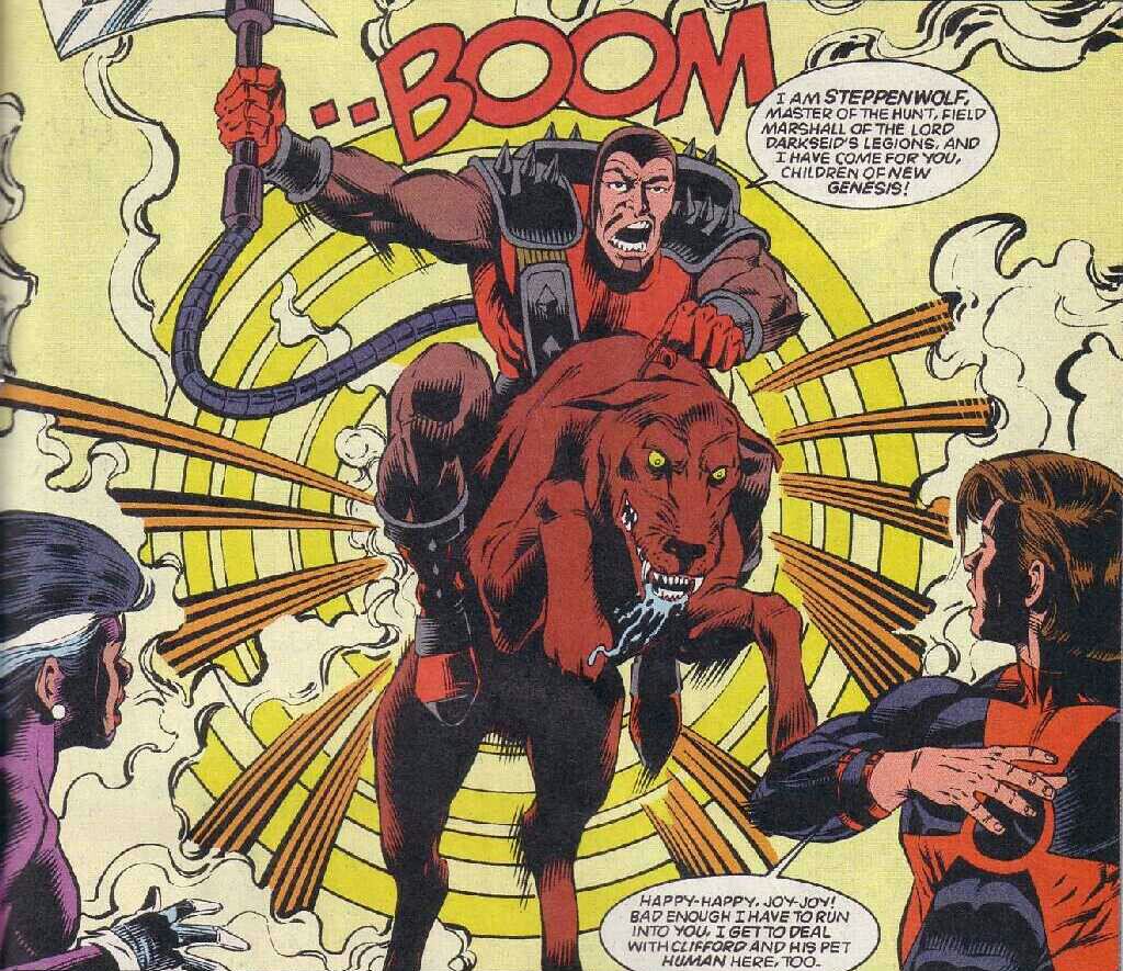 <a href="/SteppenwolfvJLA/">Steppenwolf, General, Apokolips Grand Demon Army</a> races to action on his trusty Dog Cavalry steed.He enters battle with His uber powerful Electro Axe;able to cut anything.