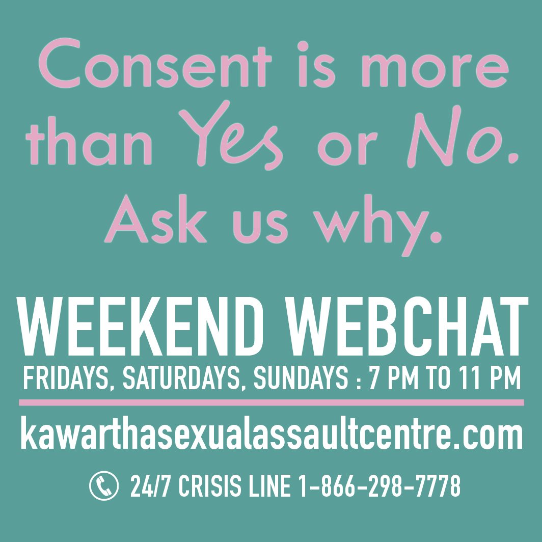 Kawartha_SAC's tweet photo. #WeekendWebchat https://t.co/86zhvnpQo1 Friday Saturday Sunday 7-11 pm #endsexualviolence #enddomesticviolence #askquestions #getsupport https://t.co/kNZOWqvAIU
