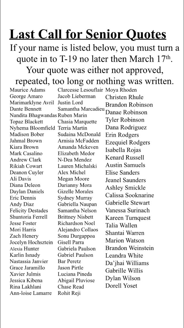 novayrbk's tweet photo. If your name is still on this list at the end of the week, your senior quote will be "At Nova, we do the right thing." https://t.co/sX8K0yUqle