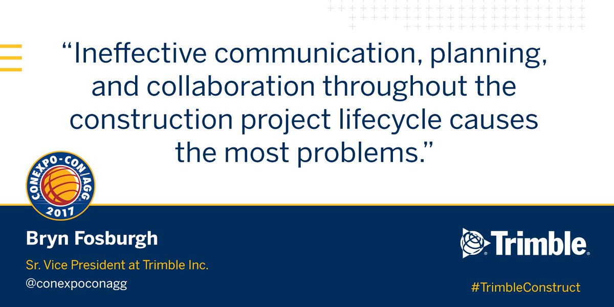 TrimbleCEC's tweet image. Trimble Vice President Bryn Fosburgh talked about the Intelligent Jobsite at this morning&apos;s @conexpoconagg Tech Talk #TrimbleConstruct