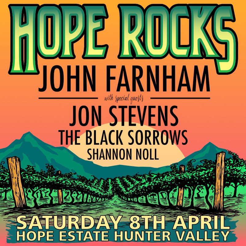 Next month, John will be headlining @HopeEstateWine in the Hunter Valley. For tickets and information, visit bit.ly/JF-HopeEstate