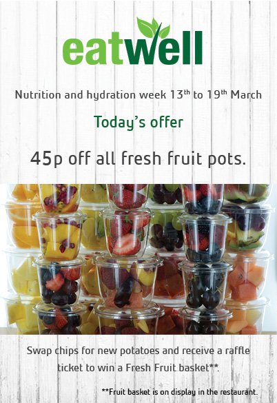 45p of all of our fresh fruit pots, exclusively today #EatWellElior