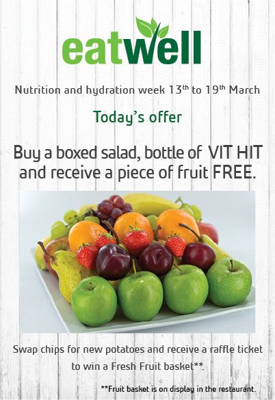 Buy a boxed salad, bottle of VIT HIT and receive a piece of fruit FREE #EatWellElior