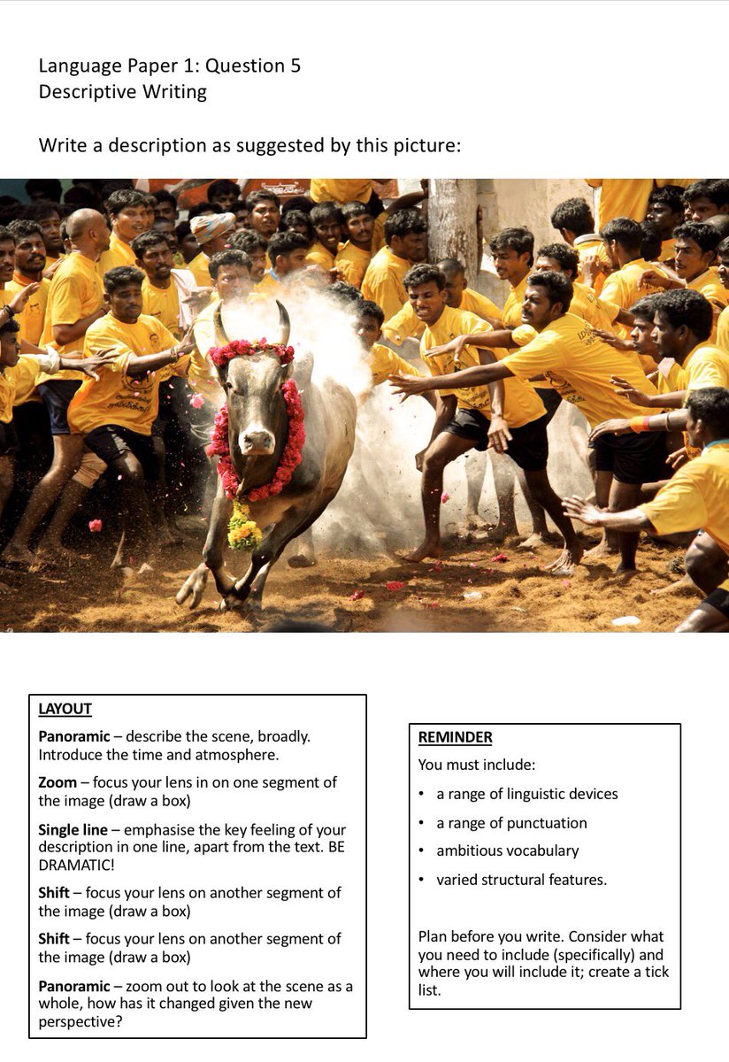 MissHHale's tweet photo. KS4: LP1 Q5, Descriptive Booklet - example questions with guidance
#teamenglish #AQAEnglish @Team_English1  
https://t.co/TQHzDhS7Lj https://t.co/XZrRJHjPsm