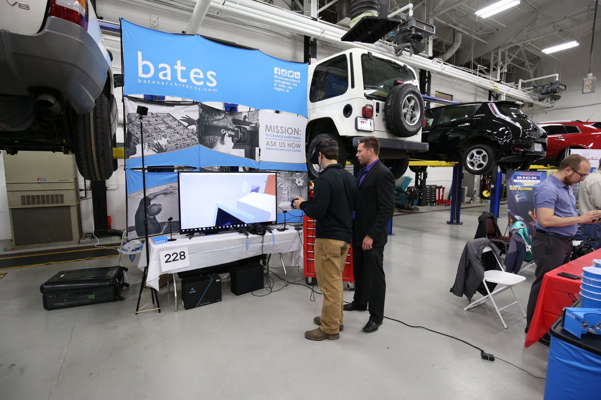 batesarchitects's tweet photo. Bates participated in Ranken Technical College’s Career Fair yesterday and showed students what VR is all about! #Bates #VR #VirtualReality https://t.co/OEmJlkkhJs