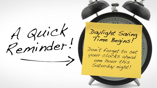 WestaffHelena's tweet photo. Set your clocks ahead one hour this weekend!! #DaylightSavings https://t.co/IrnYK0RsI1
