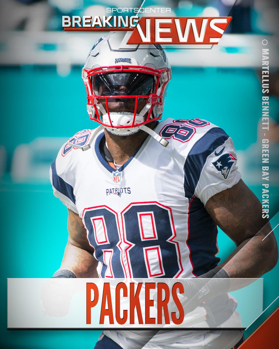 SportsCenter's tweet photo. Breaking: Former Patriots TE Martellus Bennett is signing with the Packers. (via @AdamSchefter) https://t.co/gPPM8iDRHt