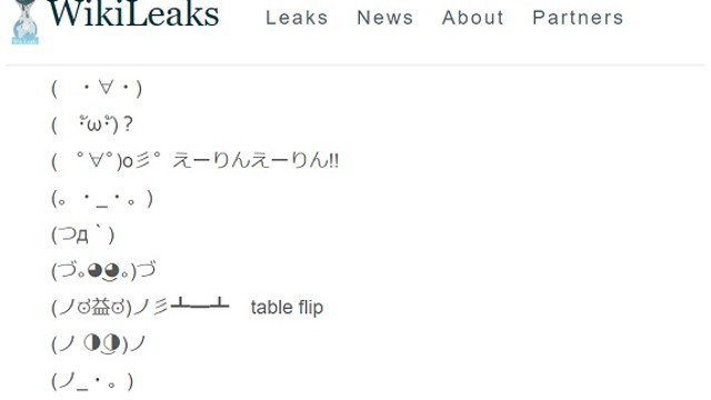 Line News Auf Twitter 米ciaが顔文字を収集 Wikileaks のリークで明らかに T Co Yzimddzpsp Wikileaks が公開したcia文書の中に 日本の顔文字を収集した文書があることが話題となっています