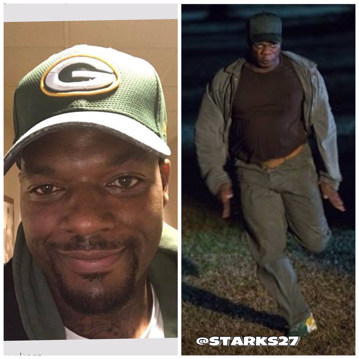 REALSTARKS27's tweet photo. Martellus Bennett is excited to be a packer... He already out there running routes! 😂 #GetOut https://t.co/e9U2M00aKG