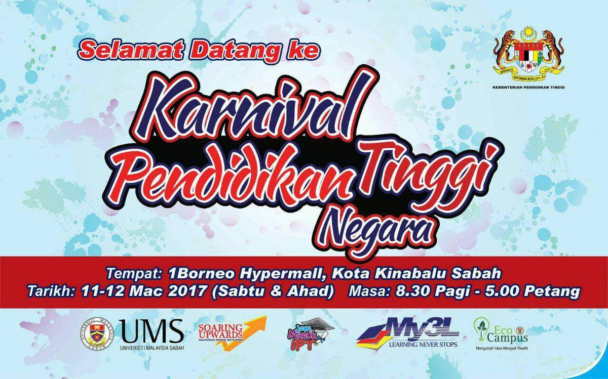 Karnival Pendidikan Tinggi Negara bermula hari ini! Rugi tak datang @AkuSabah @SabahBah_ <a href="/KKCity/">BKI 🍉</a> <a href="/KKPaparazzi/">KK.Paparazzi</a> <a href="/twt_kotabelud/">Kota Belud / </a> <a href="/KMARUDUtwt/">Kota Marudu Town</a>