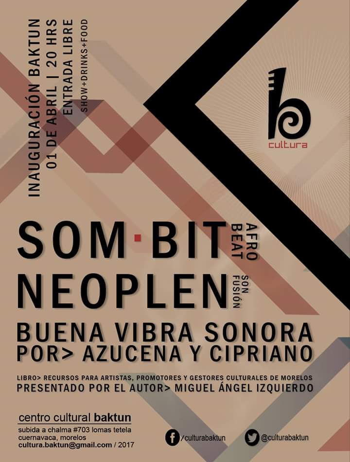 Reinaguracion <a href="/culturabaktun/">Cultura Baktun</a> 1 de #abril 20hrs. #EntradaLibre <a href="/SomBit_music/">SOM.BIT</a> <a href="/neoplenoficial/">Neoplen</a>