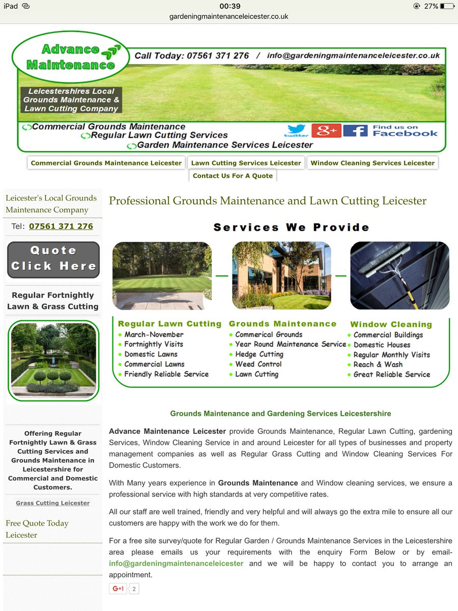 LeicesterGarden's tweet image. Advance Maintenance Leicester- grounds maintenance and lawn cutting services website refresh 2017! gardeningmaintenanceleicester.co.uk