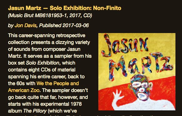BRAVO. Another great review for new <a href="/JasunMartz/">Jasun Martz</a> album- includes FREE poster &amp; painting expose.org/index.php/arti… #ContemporaryClassical #music
