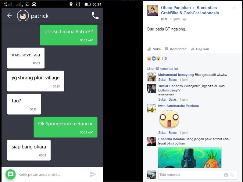 Chat Kocak Driver Online dan Penumpang