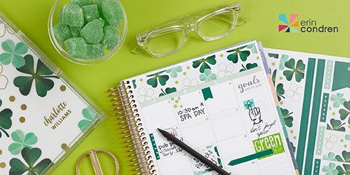 ErinCondren's tweet photo. Are you ready for #StPatricks Day? We are! Share your festive #ECLP for this wk's #ECFanFriday Facebook Challenge! https://t.co/M2QlvFCVrs https://t.co/yQz3RINfap