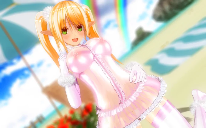エルフ耳っ娘の透けワンピ#CM3D2 #カスタムメイド3D2 