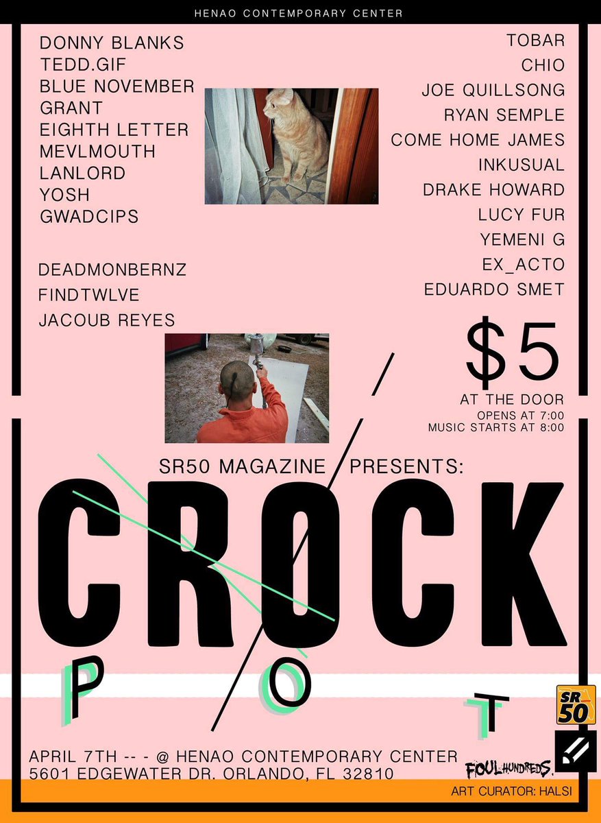 taillz's tweet photo. April 7th // Henao Contemporary Center // Art &amp; Music // 2 stages // Doors @ 7 // Music @ 8 // $5 cover https://t.co/LVaXoTttvN