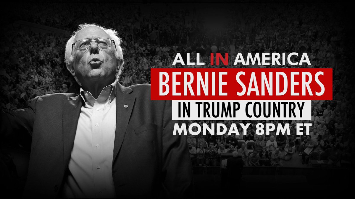 allinwithchris's tweet image. This Monday at 8PM we are airing our All In America special with @SenSanders